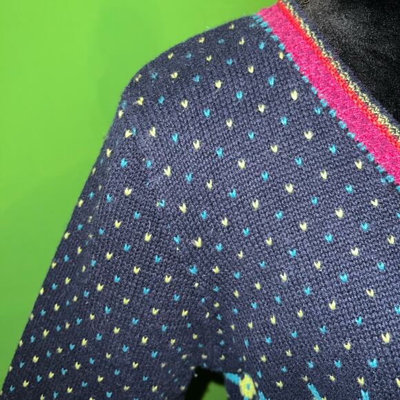 Marsh Landing Granny Knit Cottage Navy Pink Women's Cardigan M Vintage Grandma - Picture 4 of 16